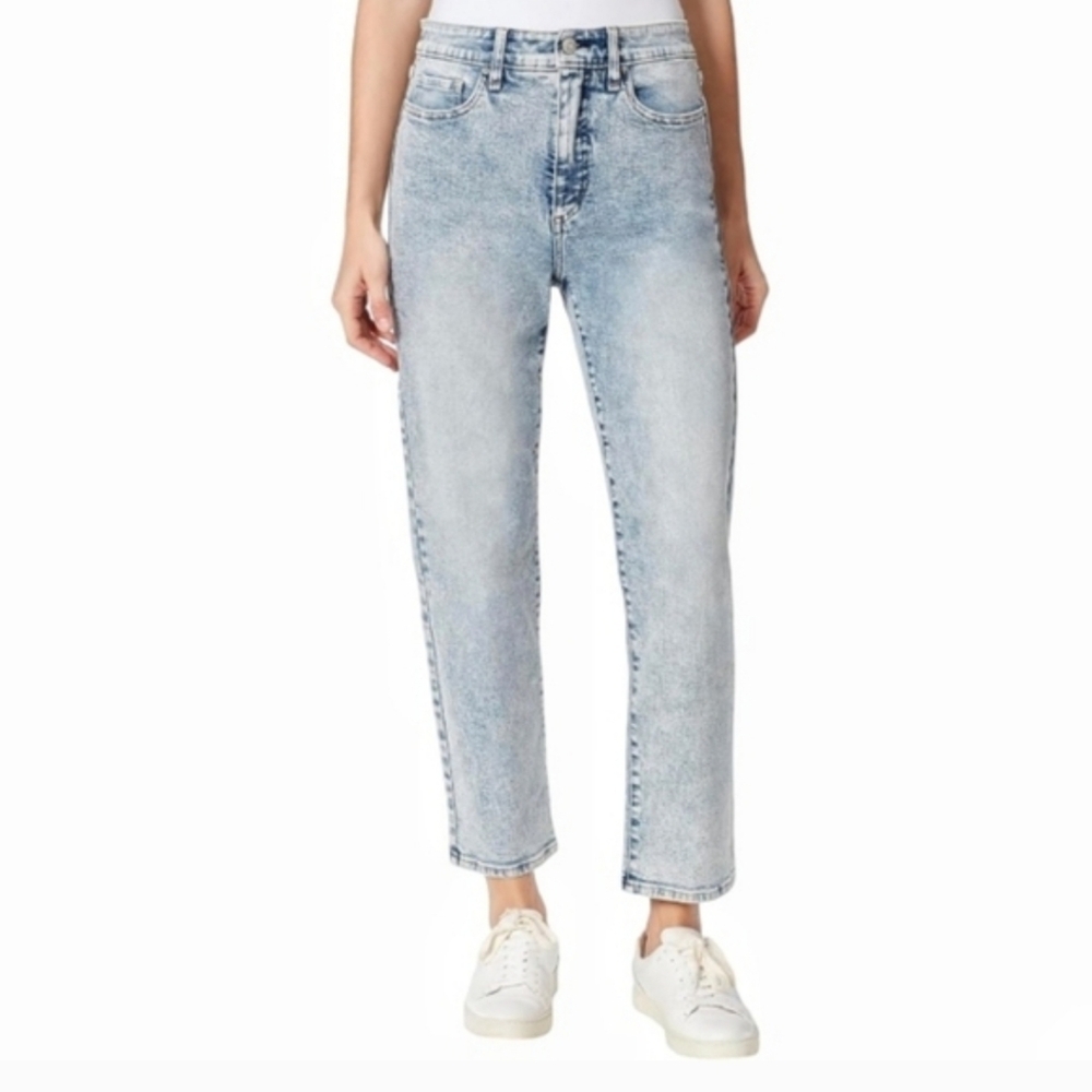 High-Rise Acid Wash Straight Leg Ankle Jeans